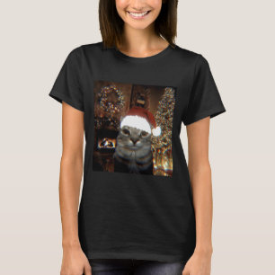 T-shirt Chat Mignon Mème Prenant Un É selfie Noël Lumières