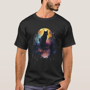 T-shirt Chat mignon motif chat au clair de lune chat