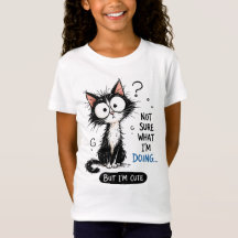 T-shirt chat mignon 'Pas sûr de ce que je fais'