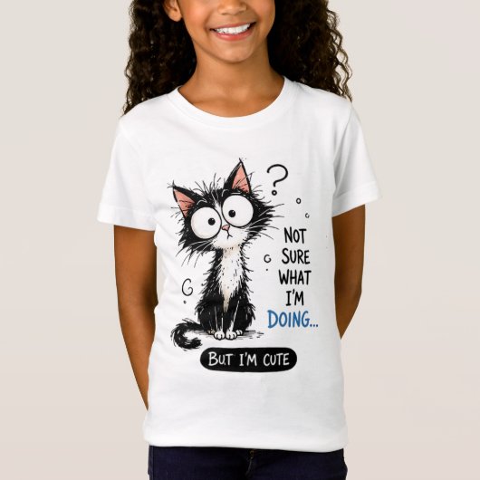 T-shirt chat mignon 'Pas sûr de ce que je fais' (Devant)