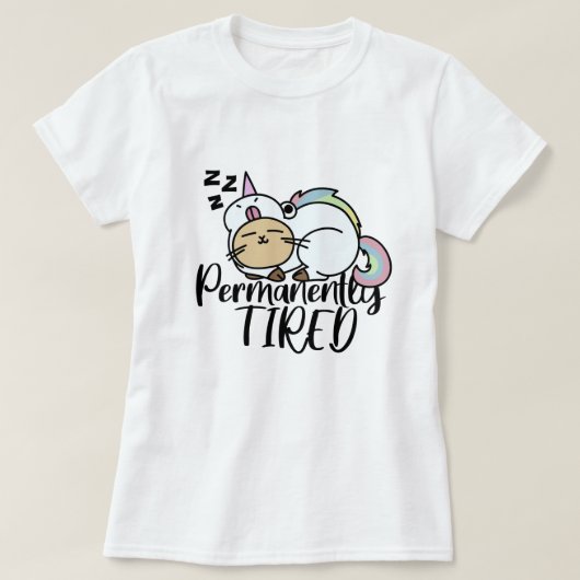 T-shirt Chat mignon permanent fatigué (Design devant)