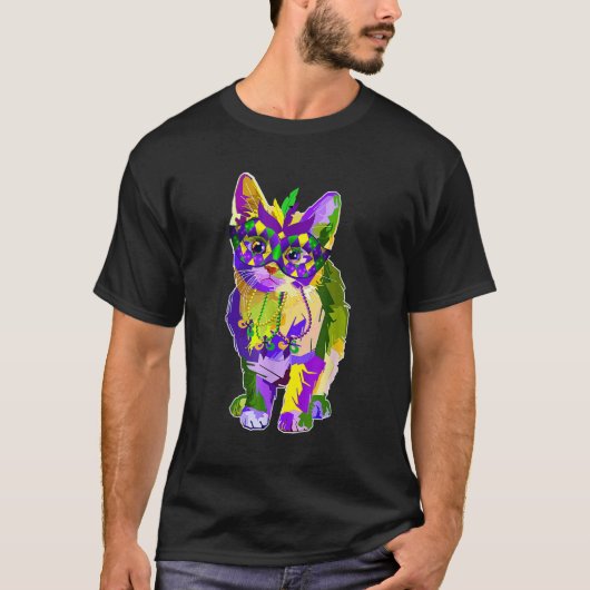 T-shirt Chat mignon portant le Masque de Carnaval Mardi Gr (Devant)