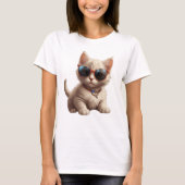 T-shirt chat mignon portant lunettes de soleil, chat drôle (Devant)