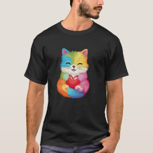 T-shirt Chat Mignon pour Amoureux de Chatons Art Coloré Ad