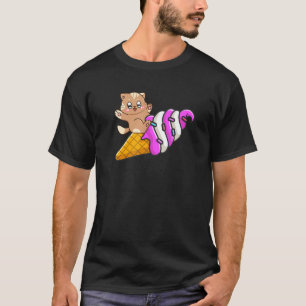T-shirt Chat Mignon Sur Cône de Crème Glacée Chat Vacances