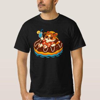 T-shirt Chat mignon sur un donut en chocolat flottant | Ét