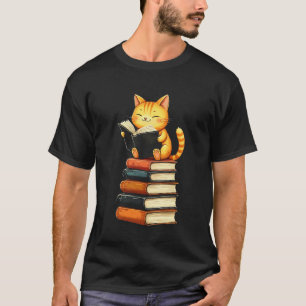 T-shirt Chat Mignon Thème de Récit de Lecture de Livres