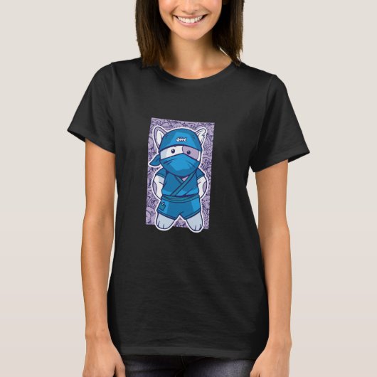 T-shirt Chat Mignon Vêtu Comme Un Ninja (Devant)
