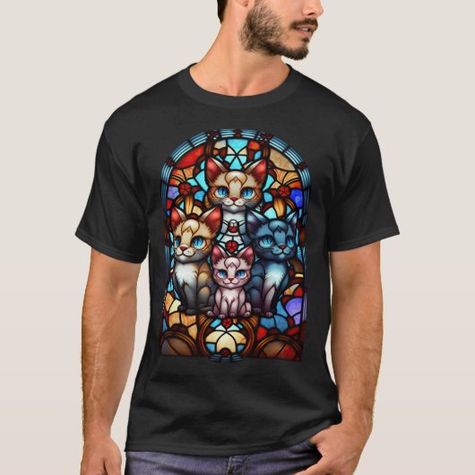T-shirt Chat Mignon Vitrail Chat (Devant)