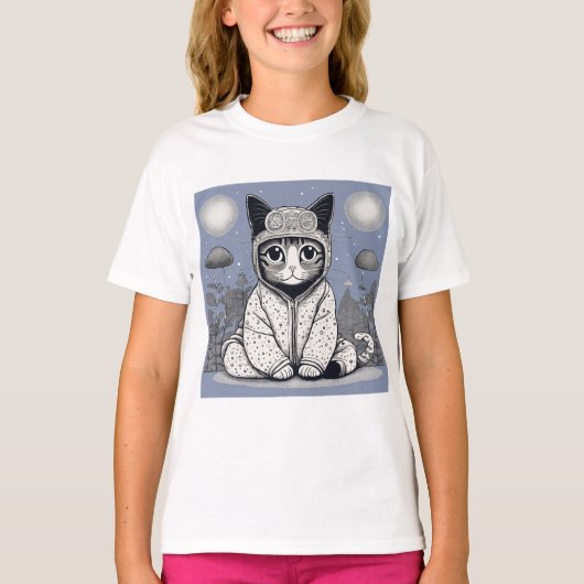 T-shirt Chat mignonne avec pyjama (Devant)