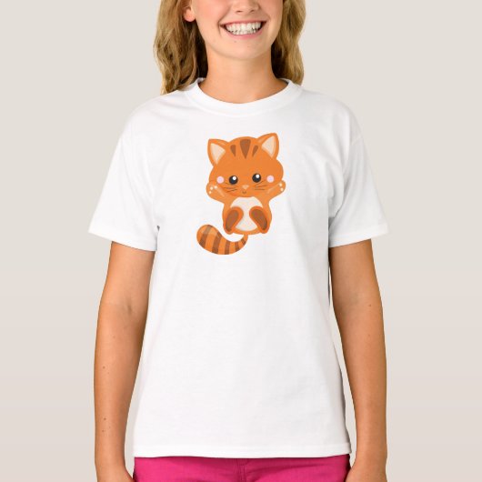 T-shirt Chat mignonne, Chat orange, Petit Chat, Kitty, Kit (Devant)