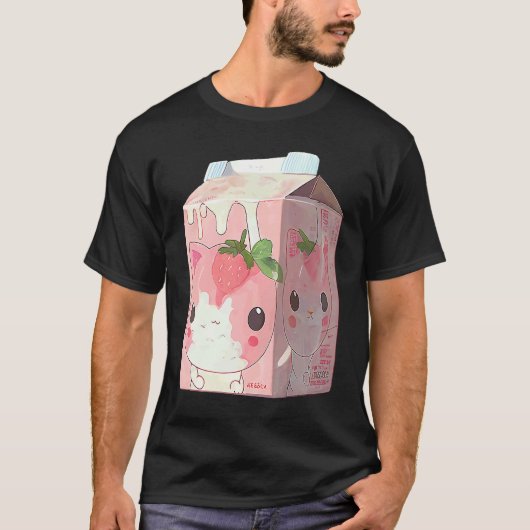 T-shirt Chat Milkshake Fraise 4 (Devant)