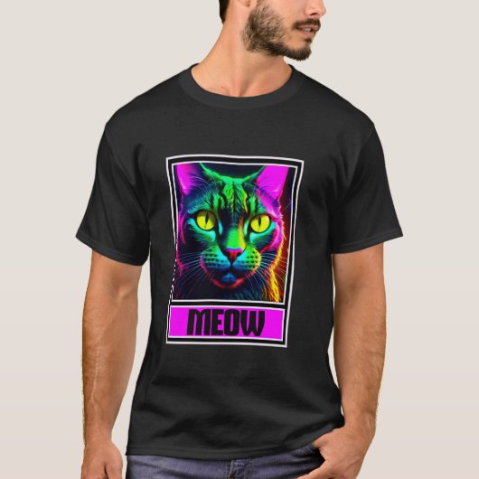 T-shirt Chat Minou Coloré Miaou (Devant)