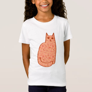 T-Shirt Chat moderne du milieu du siècle, Coral Orange et