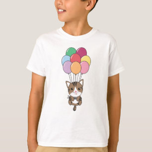 T-shirt Chat Mouche Avec Des Ballons Colorés