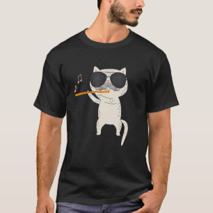 T-shirt Chat Moutache Drôle Portant Des Lunettes De Soleil