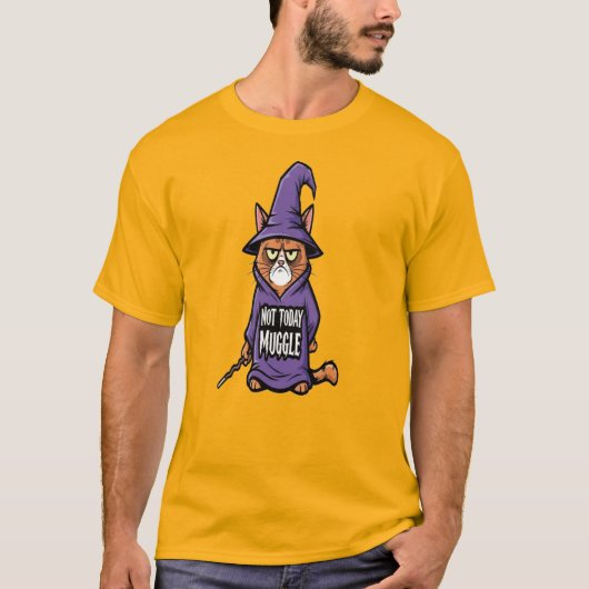 T-shirt Chat Muggle Pas Aujourd'hui - Chat Sorcier (Devant)