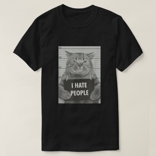 T-shirt Chat Mugshot Je déteste les gens (Design devant)