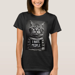 T-shirt Chat Mugshot Je déteste Personnes Chat Papa ou Cha