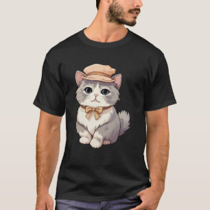 T-shirt Chat Munchkin Avec Casquette Drôle Unisex Design P