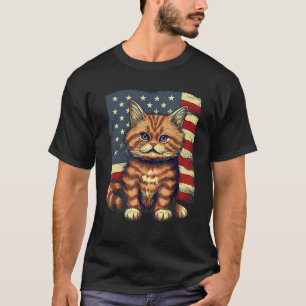 T-shirt Chat Munchkin Drapeau américain 4 juillet
