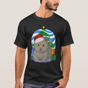 T-shirt Chat Munchkin Funny Père Noël Décor Arbre de No