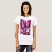 T-shirt CHAT MUSICAL ET OWL rose Fuchsia violet blanc (Devant entier)
