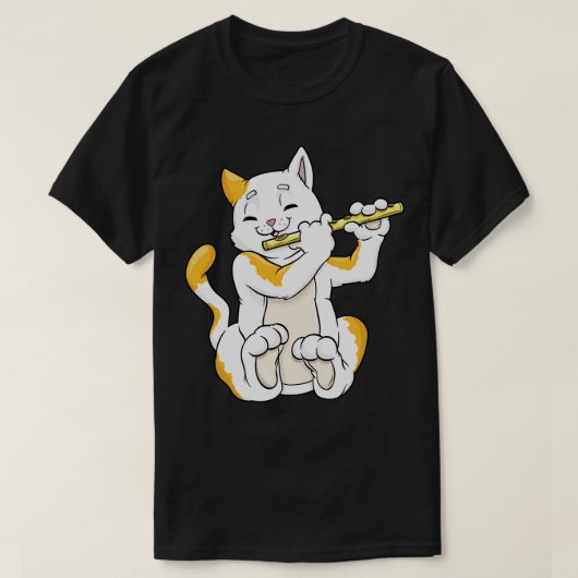T-shirt Chat musicien avec flûte (Design devant)