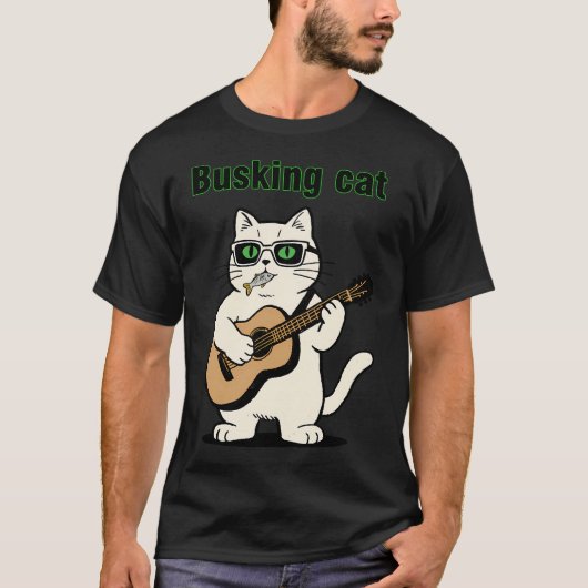 T-shirt Chat musicien rétro (Devant)