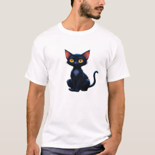 T-shirt Chat Mystérieux Sous un Réseau au Clair de Lune T-