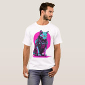 T-shirt Chat Neon Cyberpunk (Devant entier)