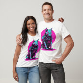 T-shirt Chat Neon Cyberpunk (Unisexe)
