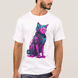 T-shirt Chat Neon Tech