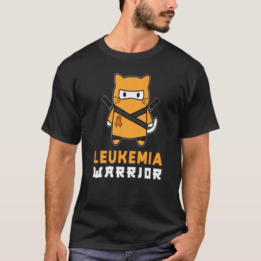 T-shirt Chat Ninja Guerrier de la Leucémie (Devant)