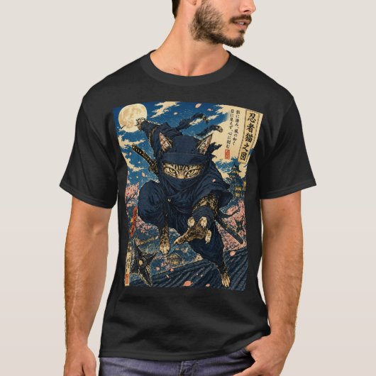 T-Shirt Chat Ninja Japonais (Devant)