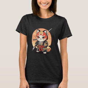 T-shirt Chat Ninja Orange Samouraï Japonais