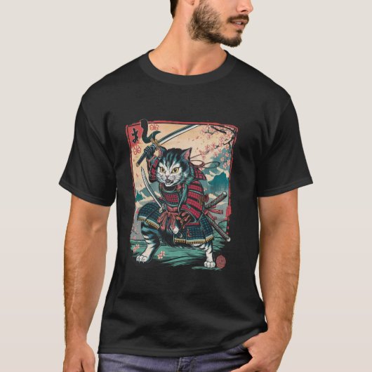 T-shirt Chat Ninja Samouraï Japonais Chat Ninja (Devant)
