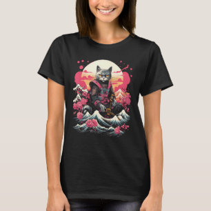 T-shirt Chat Ninja Samouraï Japonais Graphique Tatouage Ré