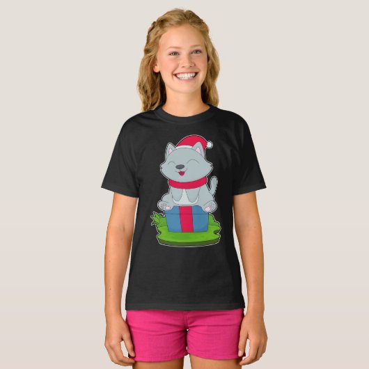 T-shirt Chat Noël chapeau (Devant entier)