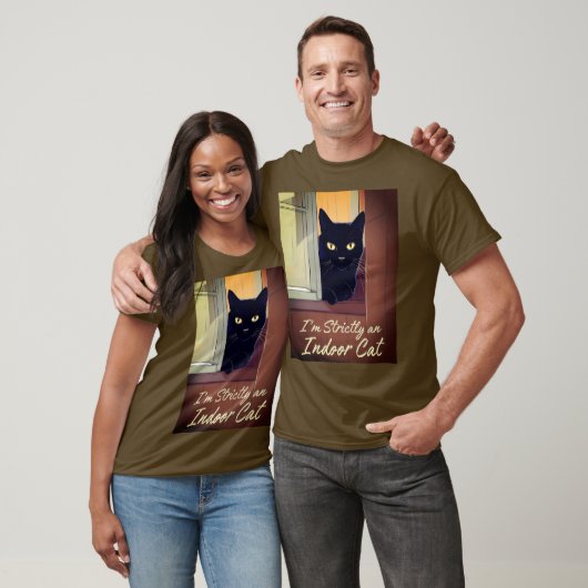 T-shirt Chat noir à la fenêtre (Unisexe)