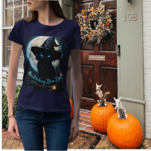 T-shirt Chat noir à l'oeil bleu