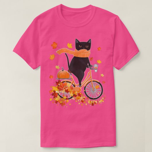 T-shirt Chat Noir Aller à vélo Automne Automne automne Tha (Design devant)