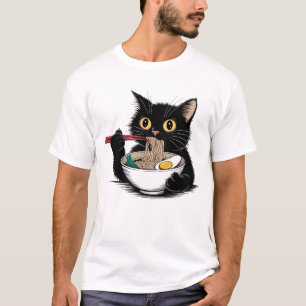 T-shirt Chat noir amateur de ramen