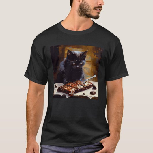 T-shirt Chat Noir Amour Chocolat (Devant)