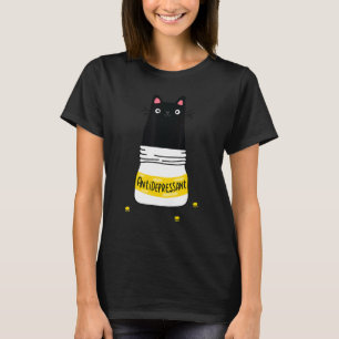 T-shirt Chat Noir Antidépresseur Cute Chat Kitten Cute Kit