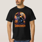 T-shirt Chat Noir Art Mignon Épouvantable Summerween (Devant)