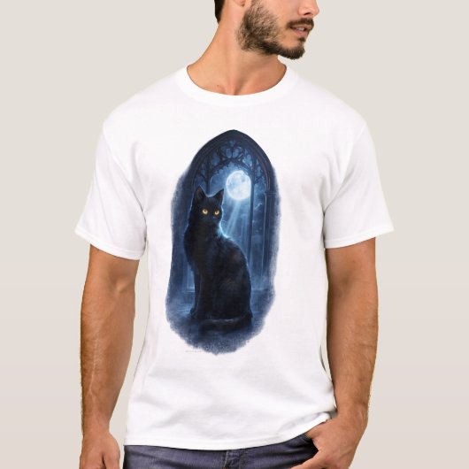 T-shirt Chat noir au clair de lune (Devant)