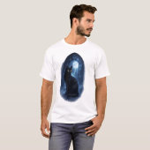 T-shirt Chat noir au clair de lune (Devant entier)
