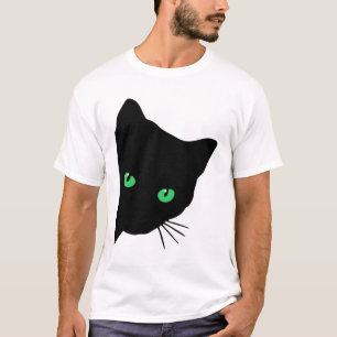 T-shirt chat noir aux yeux verts