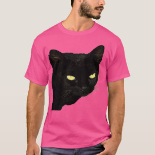 T-shirt Chat Noir Avec Beau Yellow Eyes Vector Art Cu